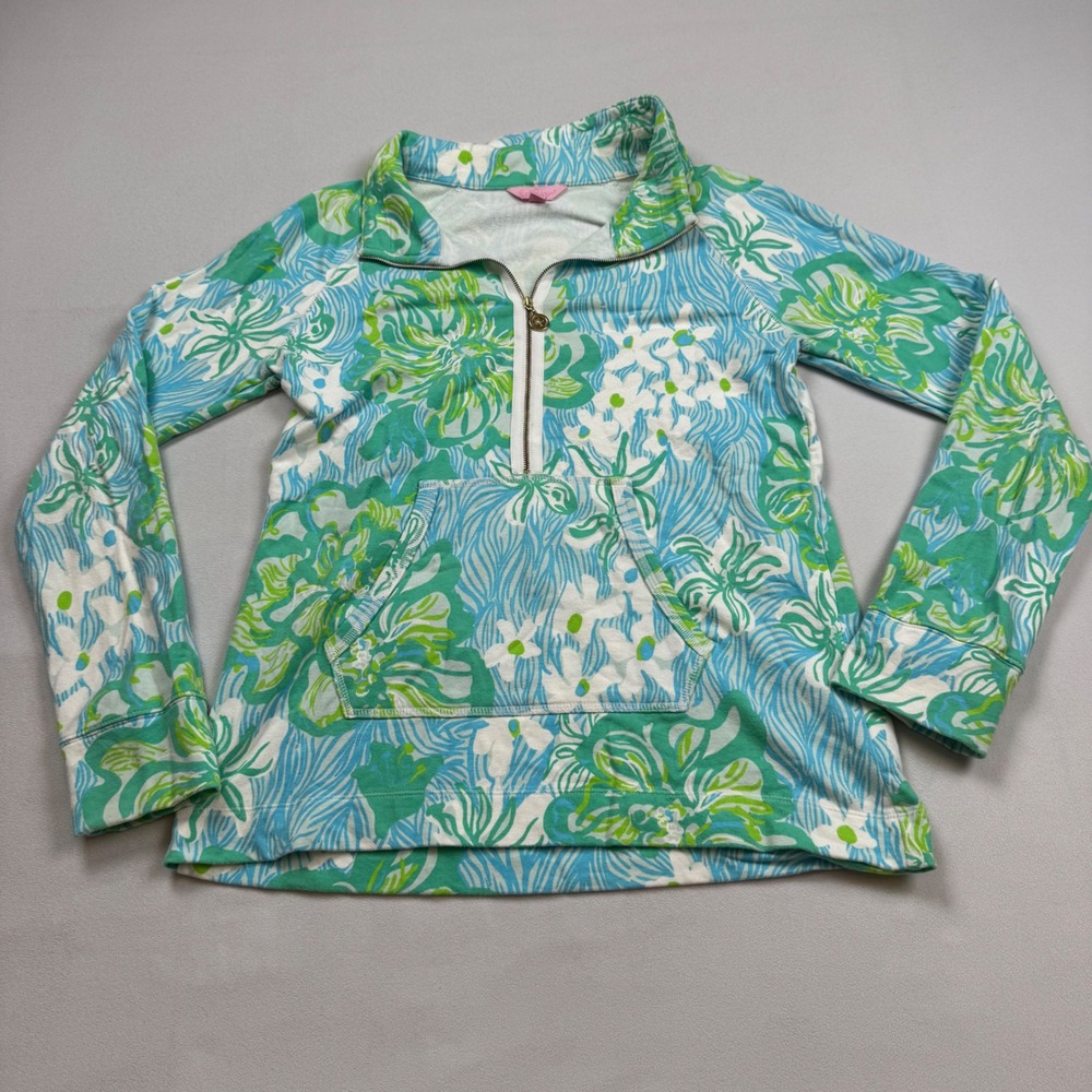 Lilly Pulitzer Skipper Popover 1/2 Zip Womens Medium Via Parigi Pullover Floral